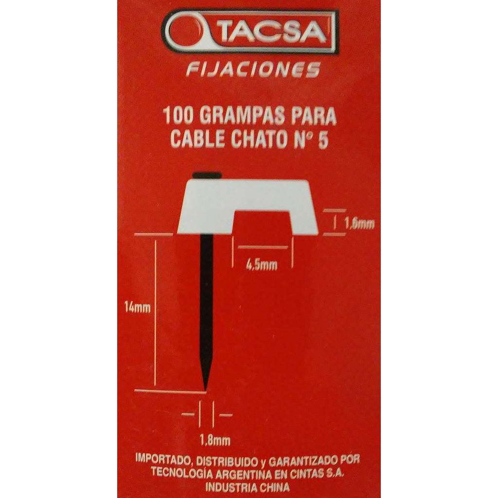 GRAMPA PARA CABLE CHATO N°5 BLANCA TACSA ESTUCHE X 100 UNID