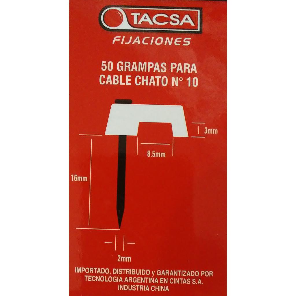 GRAMPA PARA CABLE CHATO N°10 BLANCA TACSA ESTUCHE X 50 UNID