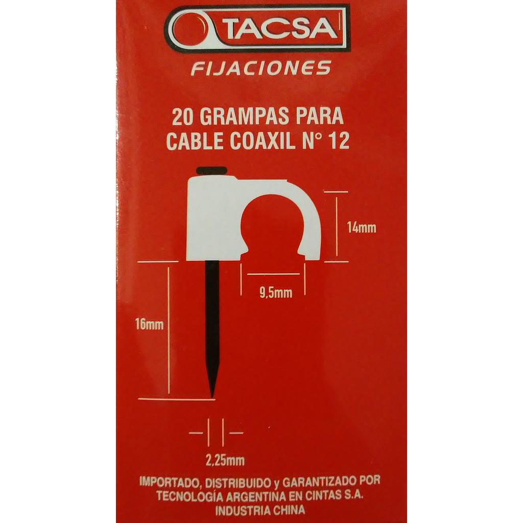 GRAMPA PARA CABLE COAXIL N°6 NEGRO TACSA ESTUCHE X 50 UNID