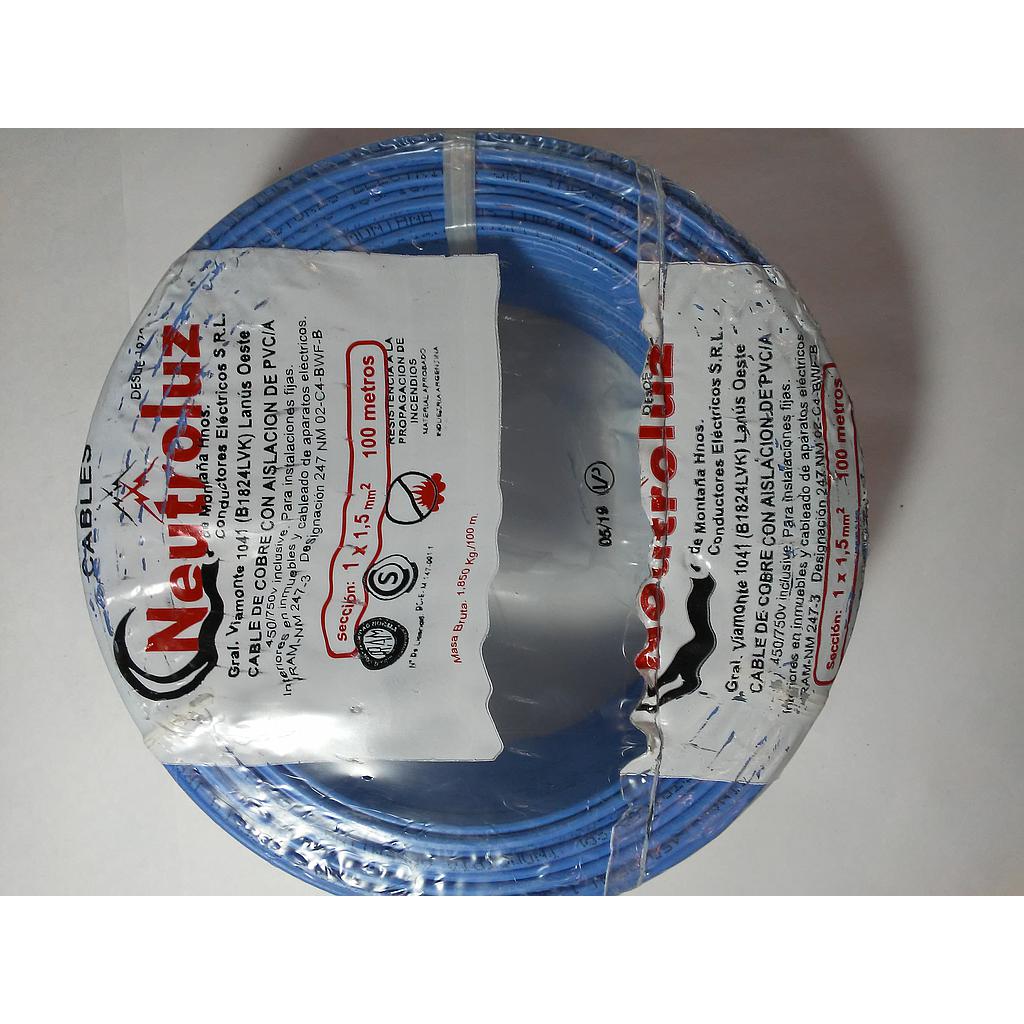 CABLE UNIPOLAR 1 x 1.50 mm²  CELESTE