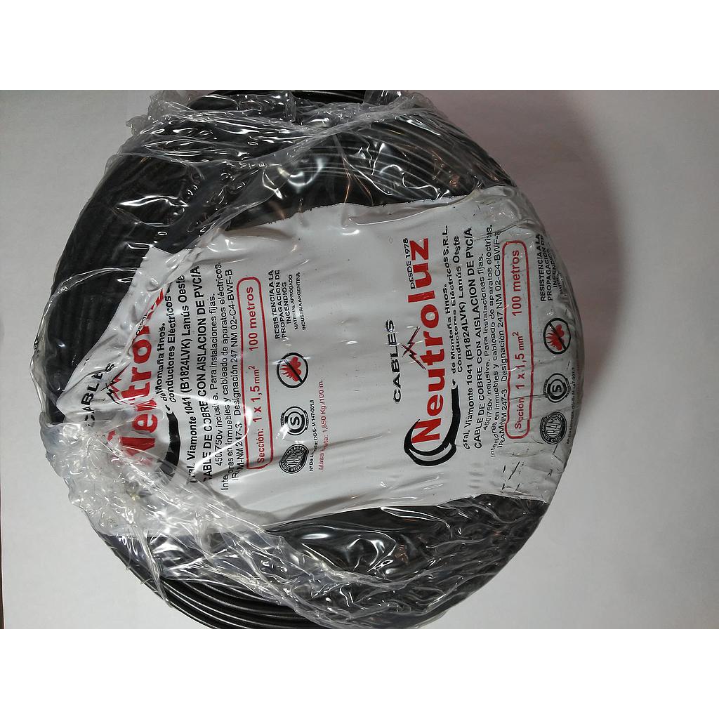 CABLE UNIPOLAR 1 x 1.50 mm²  NEGRO