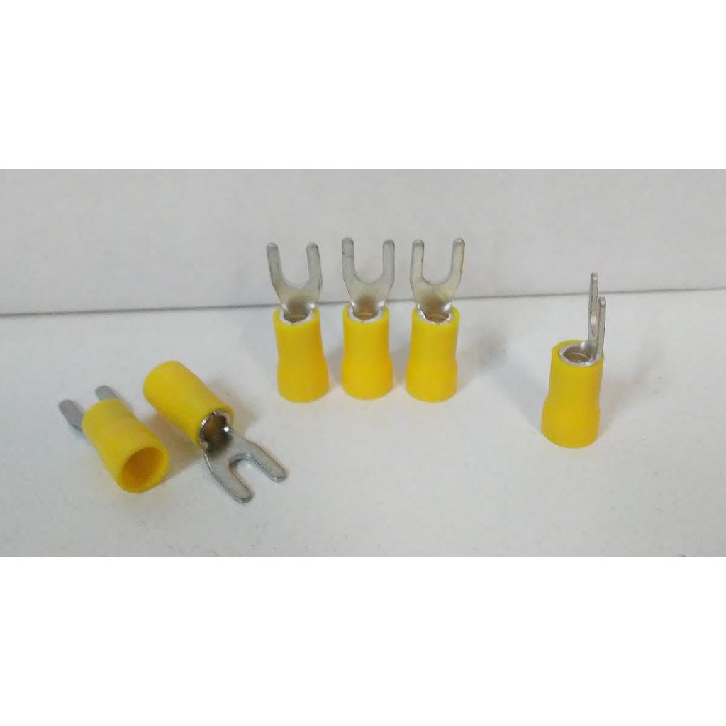 TERMINAL PREAISLADO para CABLE 2,5a6mm22 AMARILLO HORQUILLA 4mm