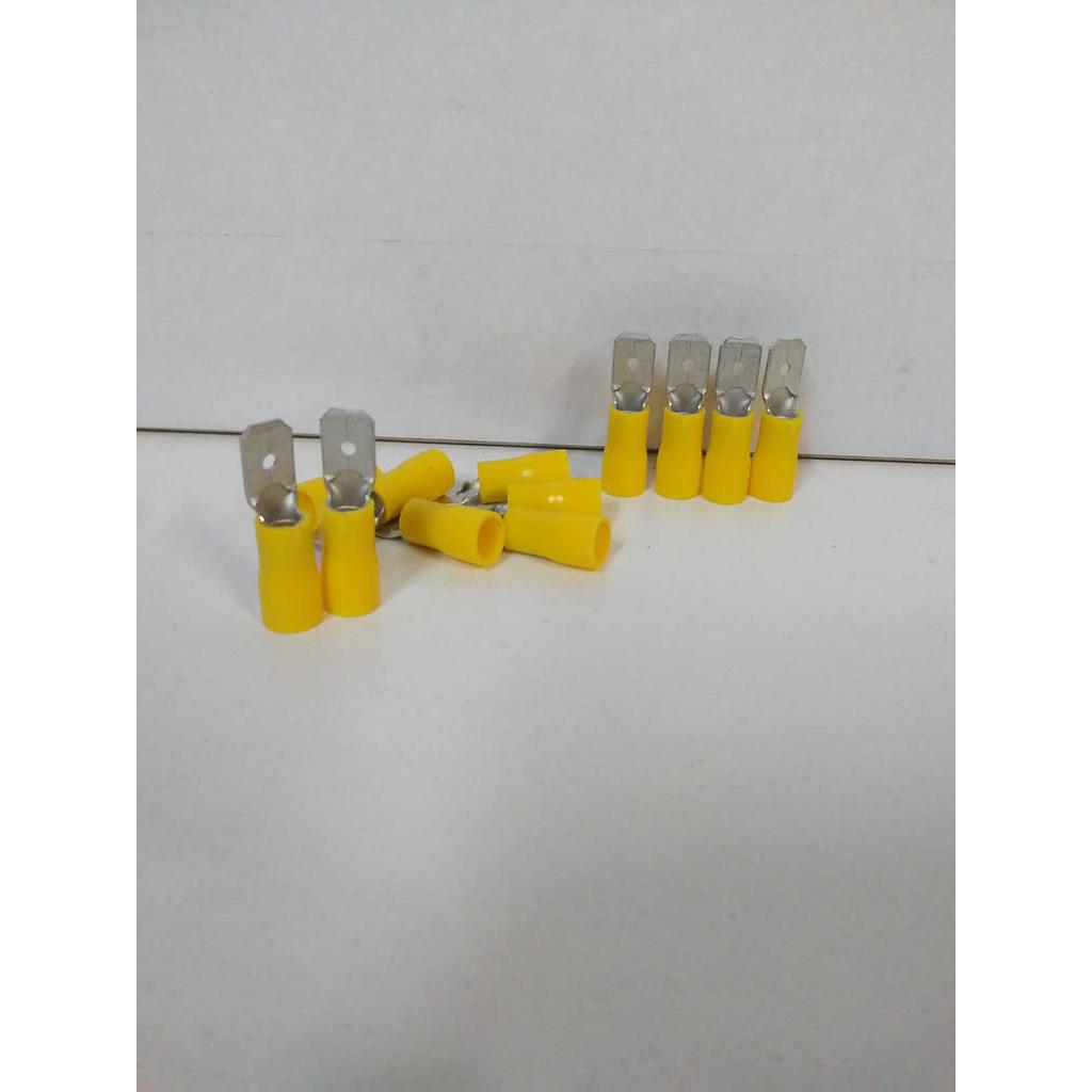 TERMINAL PREAISLADO para CABLE 2,5a6mm2 AMARILLO PALA MACHO 6,3mm 