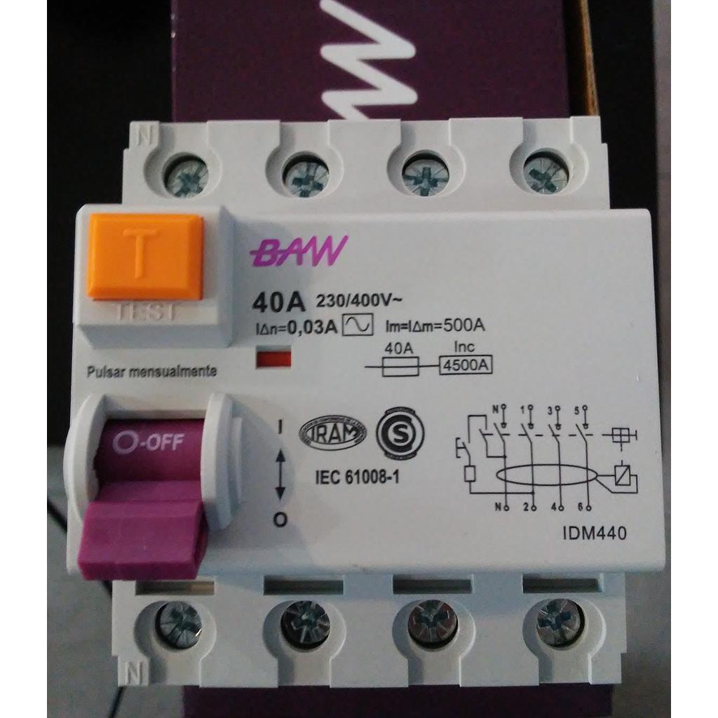 INT. DIFERENCIAL 4X40A 30mA BAW