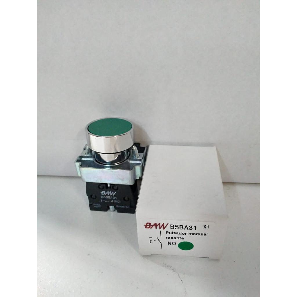 PULSADOR ARO METALICO /RASANTE/VERDE BAW
