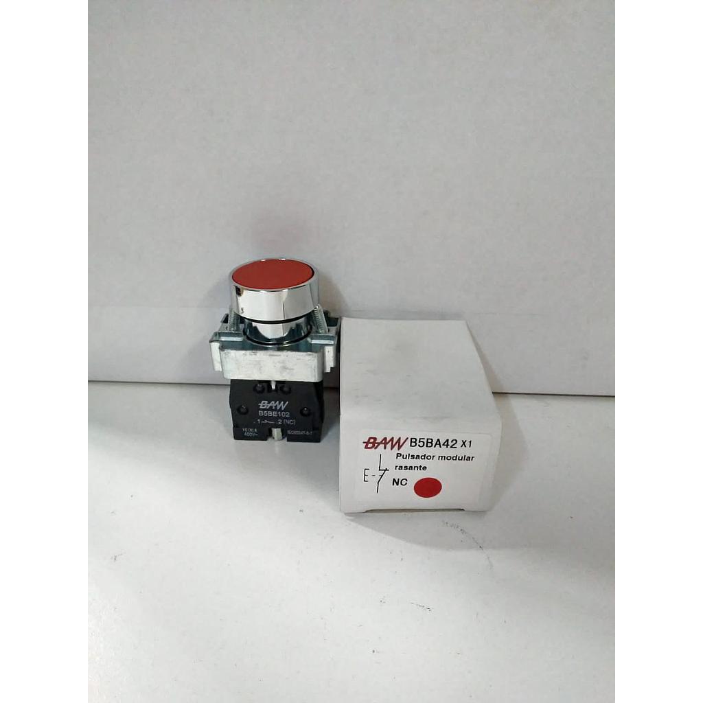 PULSADOR ARO METALICO/RASANTE/ROJO BAW