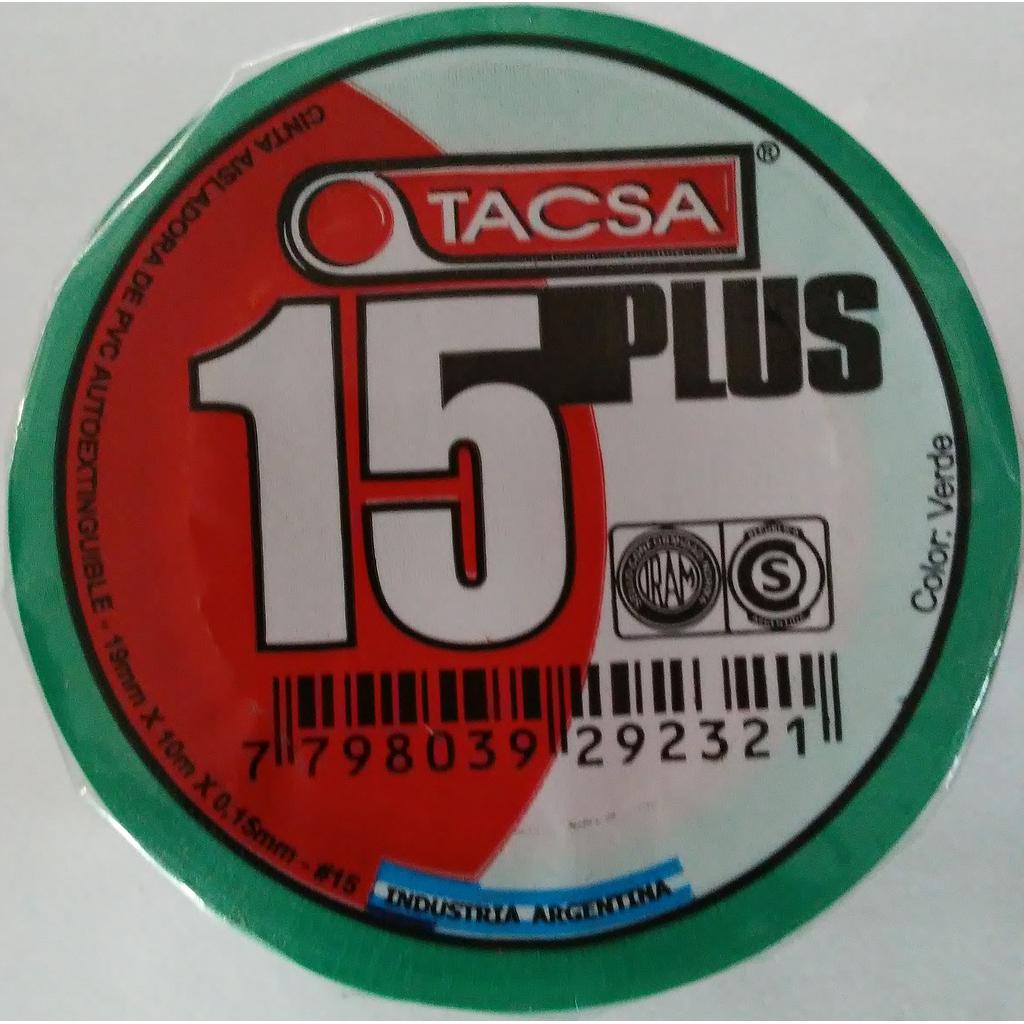 CINTA AISLADORA TACSA 19MM X 10M X 0,15MM VERDE