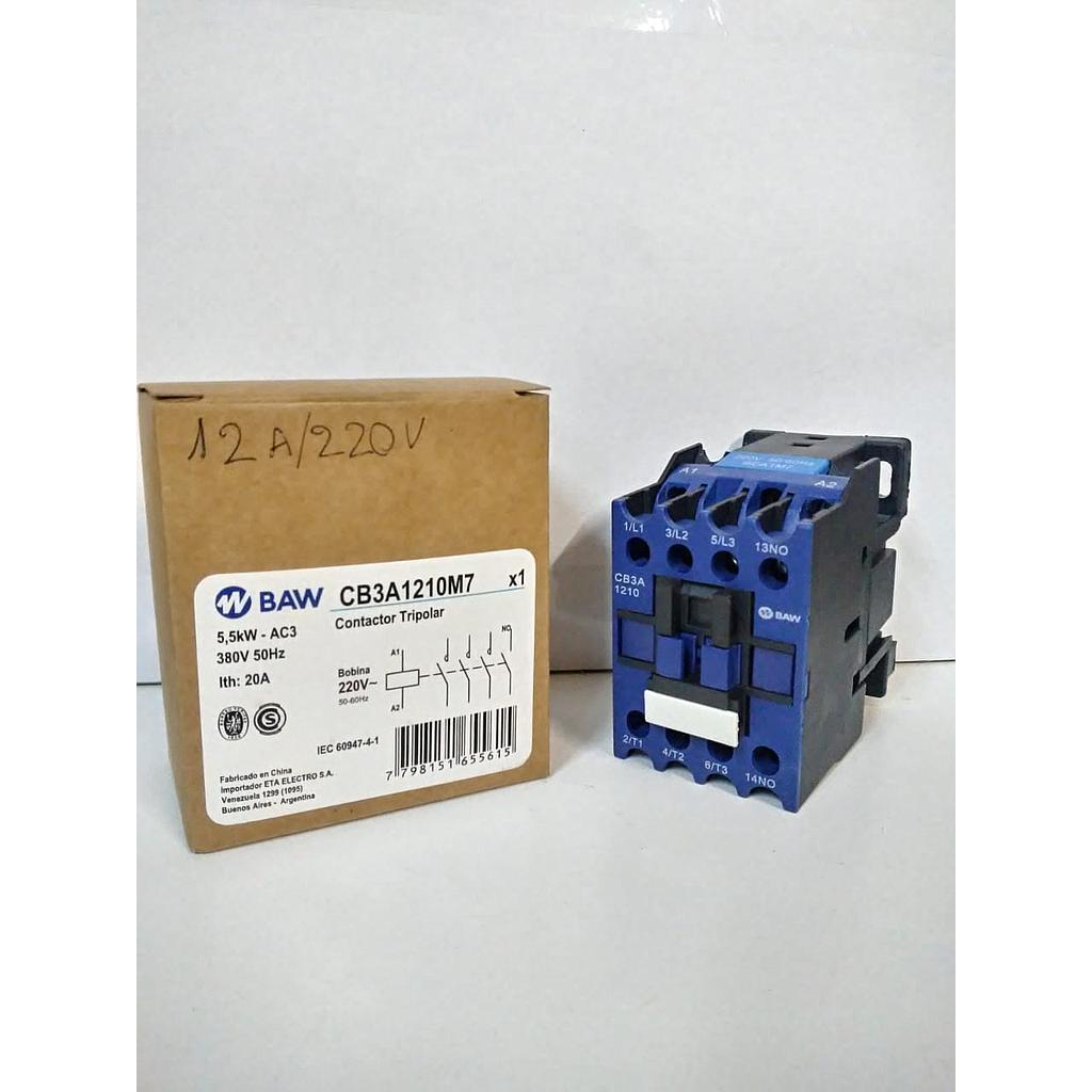 CONTACTOR TRIPOLAR 12A 220V AC3 5.5kW 1NA+1NC