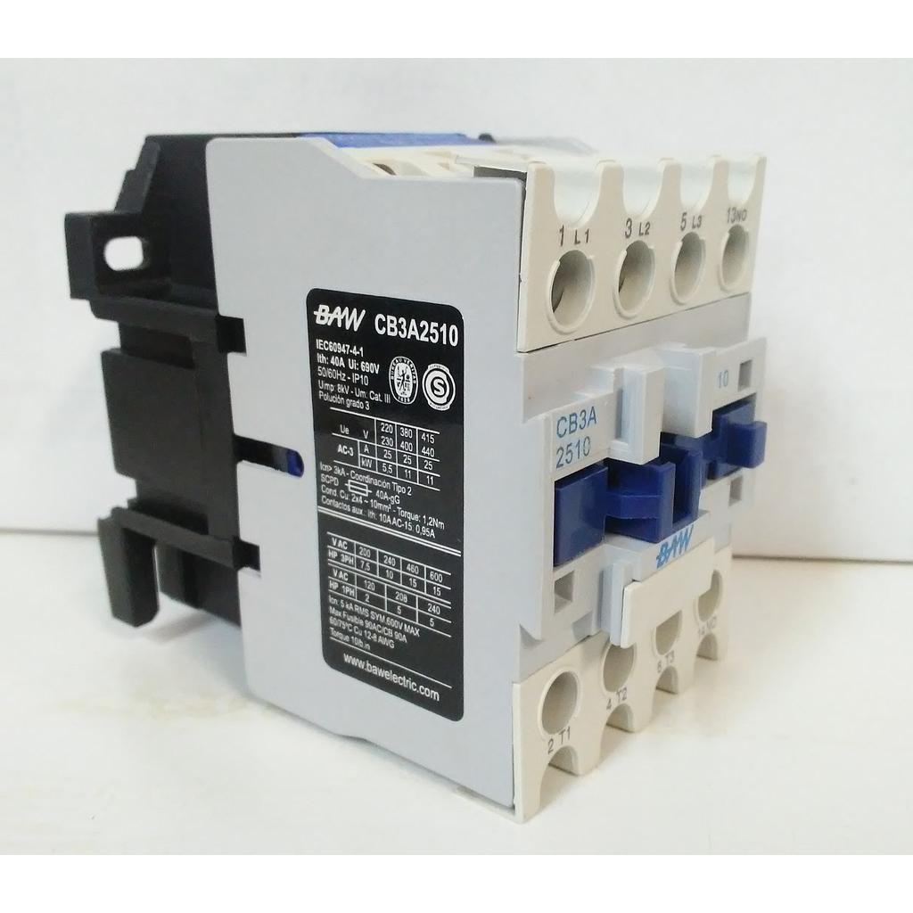 CONTACTOR TRIPOLAR 25A 380V AC3 11kW 1NA+1NC