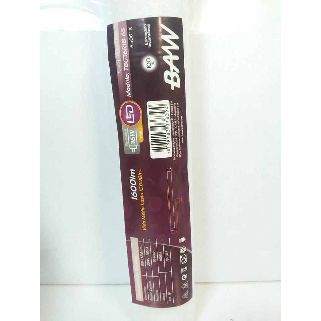TUBOLED T8 VIDRIO 18W 1 PUNTA FRIA BAW