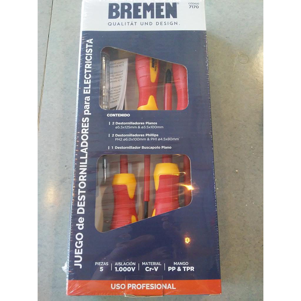 JUEGO de 5PIEZAS DESTORNILLADOR ELECTRICISTA 1000V