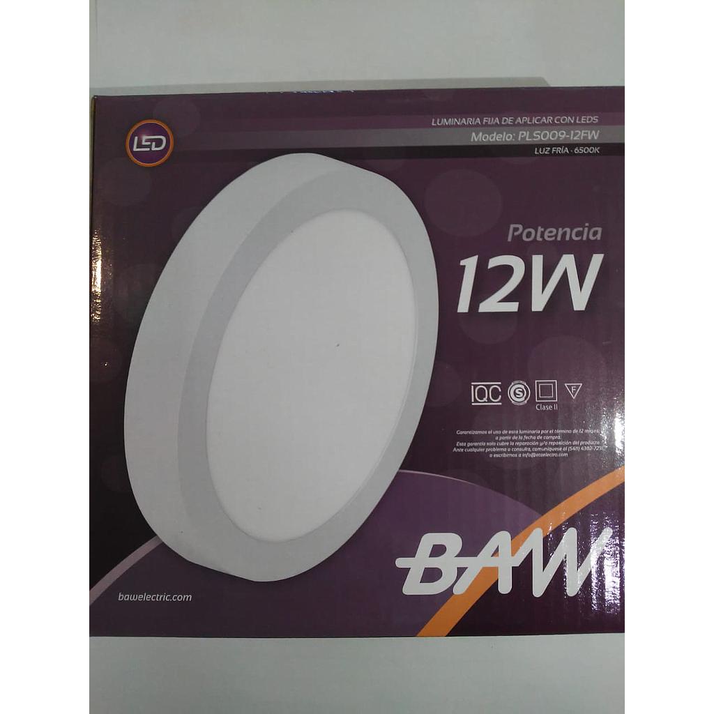 PLAFON LED APLICAR REDONDO 12W BAW FRIO