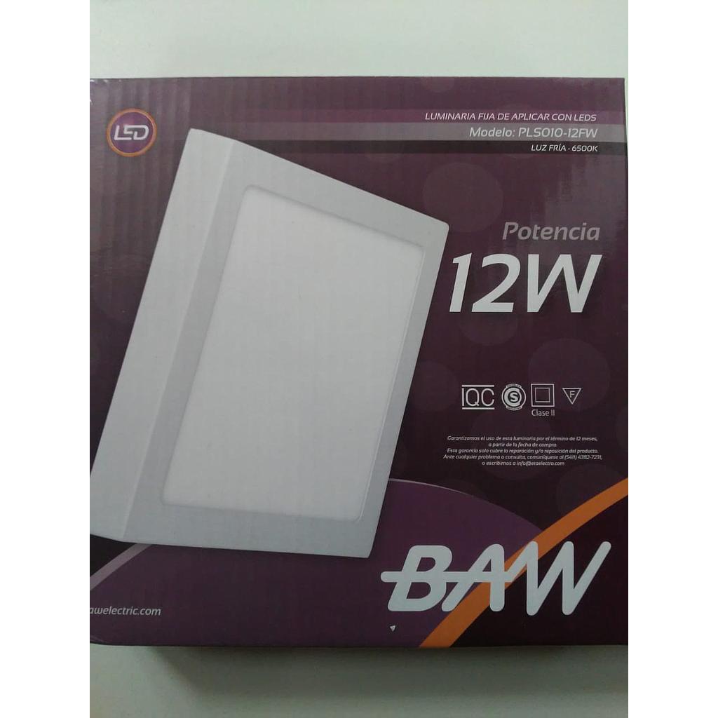 PLAFON APLICAR LED 12W CUADRADO BAW FRIO