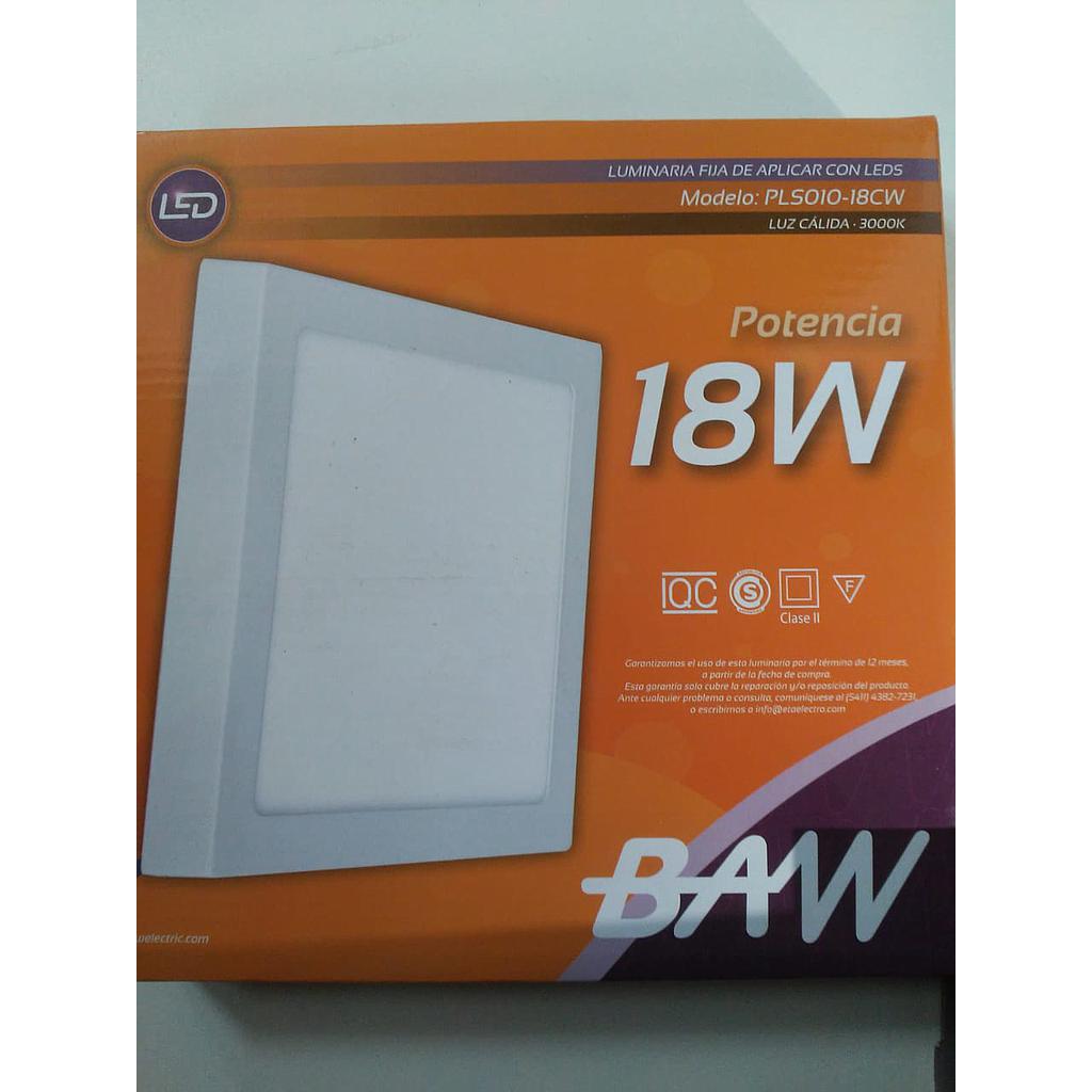PLAFON CUADRADO CALIDO 18W BAW