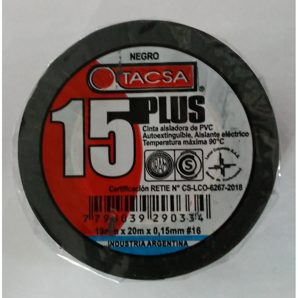 CINTA AISLADORA TACSA 19MM X 20M X 0,15MM NEGRA