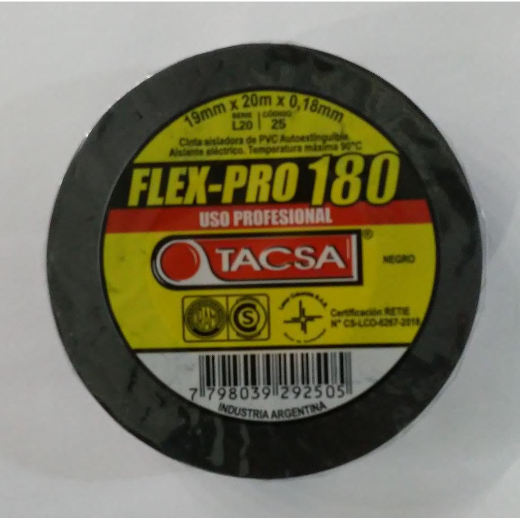 CINTA AISLADORA TACSA FLEX-PRO X 20 MTS NEGRA